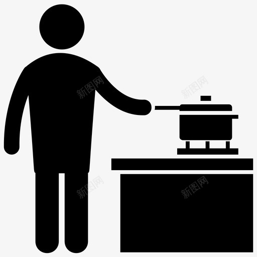 烹饪食物厨房用具制作食物图标svg_新图网 https://ixintu.com 准备晚餐 准备食物 制作食物 厨房用具 烹饪元素字形图标 烹饪食物
