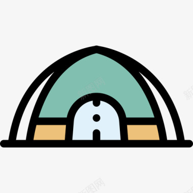 帐篷野营53线性颜色图标图标
