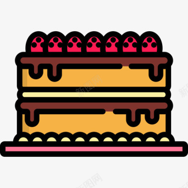 蛋糕蛋糕店18线性颜色图标图标