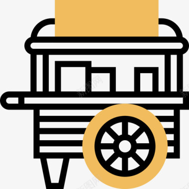 食品车城市元素30黄色阴影图标图标