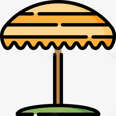 太阳伞野餐16线性颜色图标图标