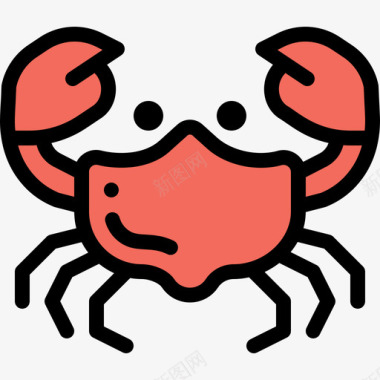螃蟹海洋生物22线形颜色图标图标
