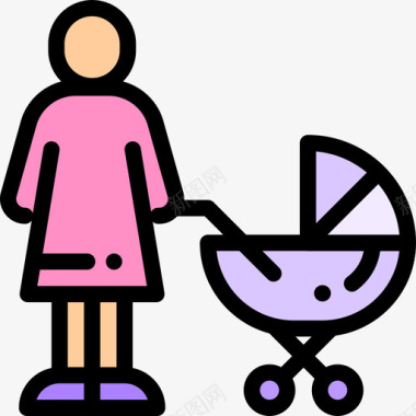 母性母性6线性颜色图标图标