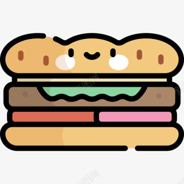 三明治烤肉13线性颜色图标图标