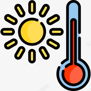 温度计夏季11线性颜色图标图标
