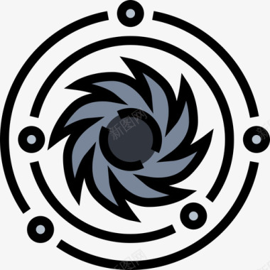 黑洞航天技术线性颜色图标图标