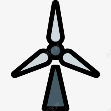 风力涡轮机工业34线性颜色图标图标