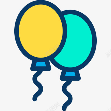 气球庆祝6线性颜色图标图标
