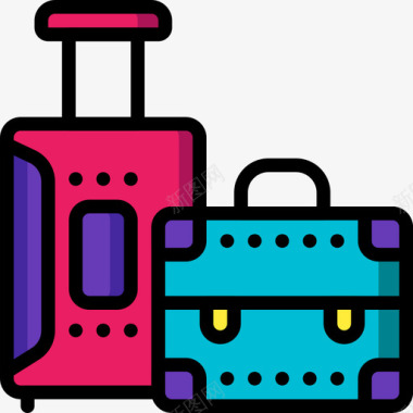 旅行箱度假线性颜色图标图标