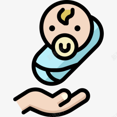 婴儿保险2线性颜色图标图标