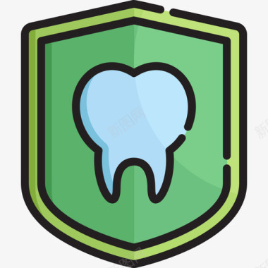 保护牙齿护理7线性颜色图标图标