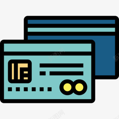 信用卡电子商务65线性彩色图标图标