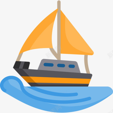 帆船夏季12号平底图标图标