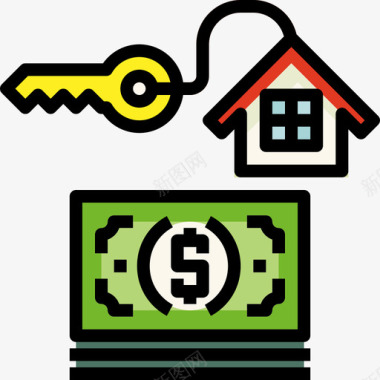 住宅商业和金融57线性颜色图标图标