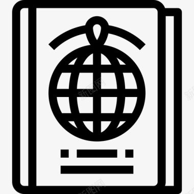 护照旅行和假期直系图标图标
