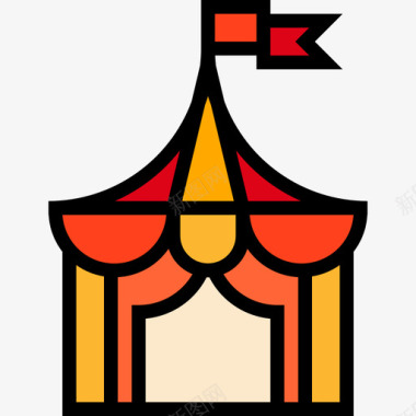 马戏团马戏团和游乐园线性颜色图标图标