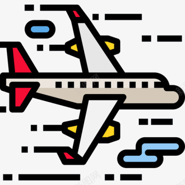 飞机旅行117线性颜色图标图标