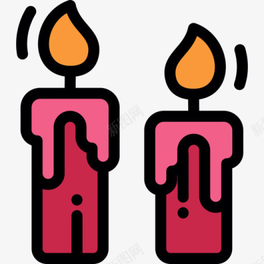 蜡烛浪漫14线性颜色图标图标