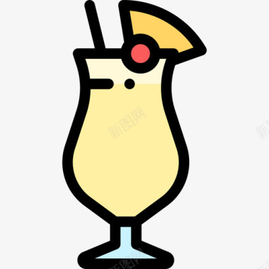 冰激凌鸡尾酒8线性颜色图标图标