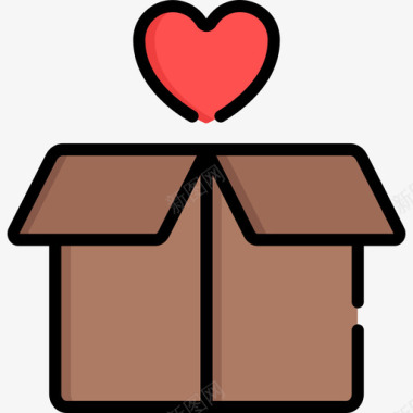 心形盒慈善26线性颜色图标图标