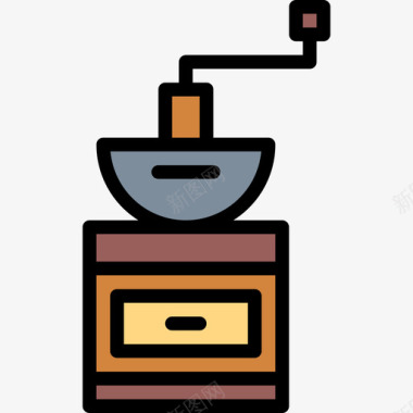 咖啡研磨机咖啡店52线性颜色图标图标