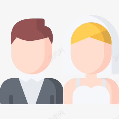 新婚夫妇婚礼80公寓图标图标