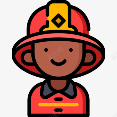 消防员职业11线性颜色图标图标
