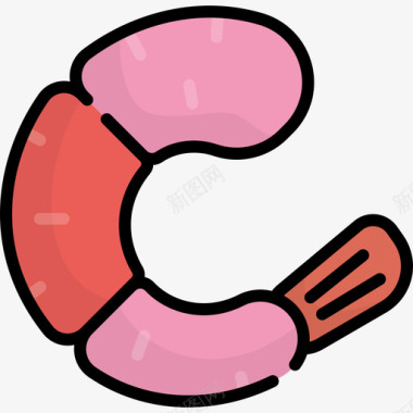 虾烤肉13原色图标图标