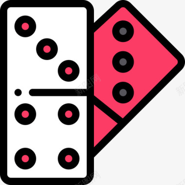 多米诺游戏28线性颜色图标图标