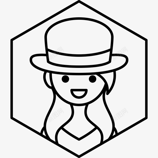 女孩化身帽子图标svg_新图网 https://ixintu.com 侧面 六边形化身 化身 女人 女孩 帽子