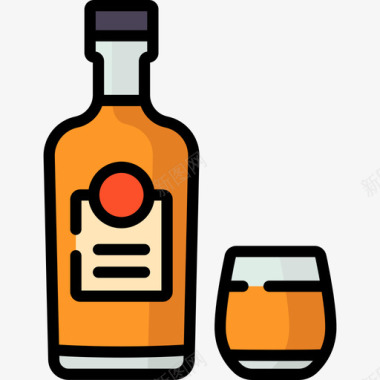 朗姆酒鸡尾酒5原色图标图标