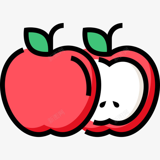 苹果夏季食品饮料4线性颜色图标svg_新图网 https://ixintu.com 夏季食品饮料4 线性颜色 苹果