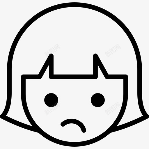 思考表情脸图标svg_新图网 https://ixintu.com 女孩 思考 紧张 脸 表情 轮廓表情