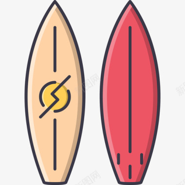 冲浪板运动器材5彩色图标图标