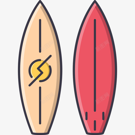 冲浪板运动器材5彩色图标svg_新图网 https://ixintu.com 冲浪板 彩色 运动器材5