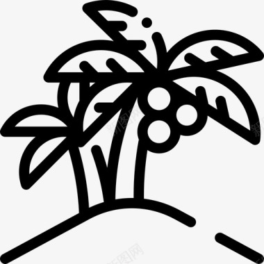 椰子树热带16线形图标图标