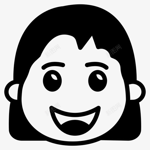 女孩脸笑图标svg_新图网 https://ixintu.com 女孩 开心 微笑 笑 笑脸和表情符号第二卷 脸
