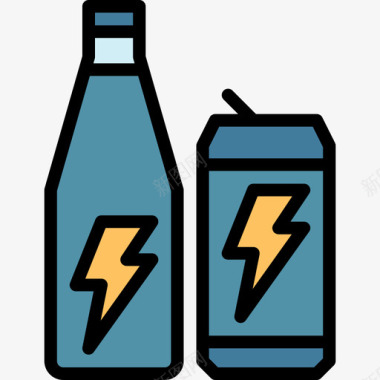 能量饮料饮料5线性颜色图标图标