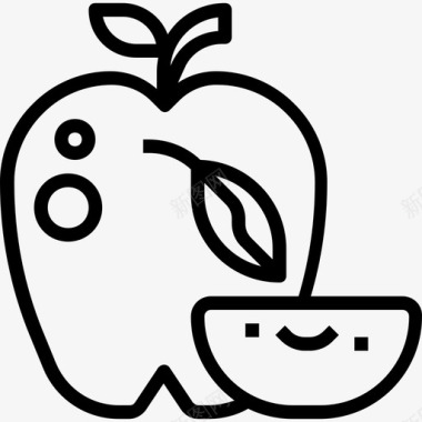 苹果水果和蔬菜3种直线型图标图标