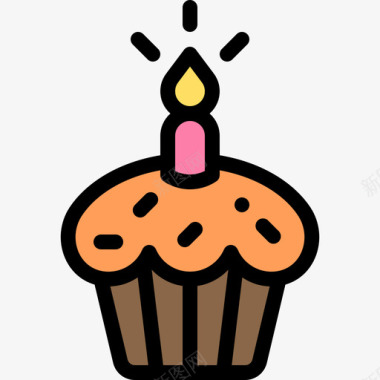 纸杯蛋糕38岁生日原色图标图标