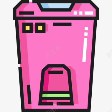 垃圾桶厨房工具12线颜色图标图标