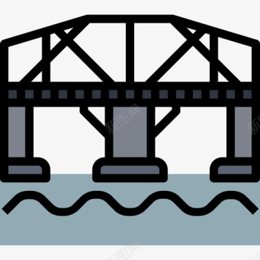 桥城市元素31线性颜色图标图标