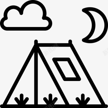 帐篷露营47直线型图标图标
