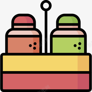 盐烧烤16线性颜色图标图标