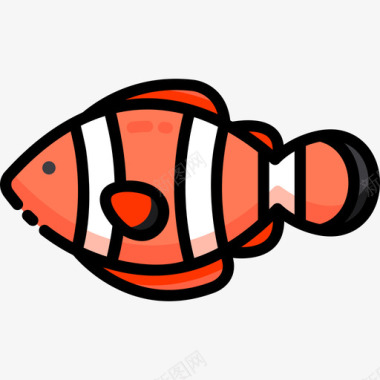 小丑鱼海洋生物2线性颜色图标图标
