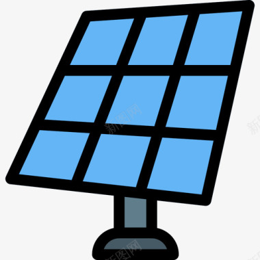 太阳能电池板工业34线性颜色图标图标