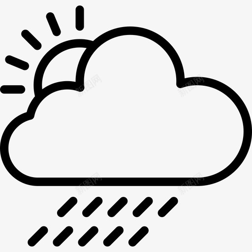 下雨113号天气线性图标svg_新图网 https://ixintu.com 113号天气 下雨 线性
