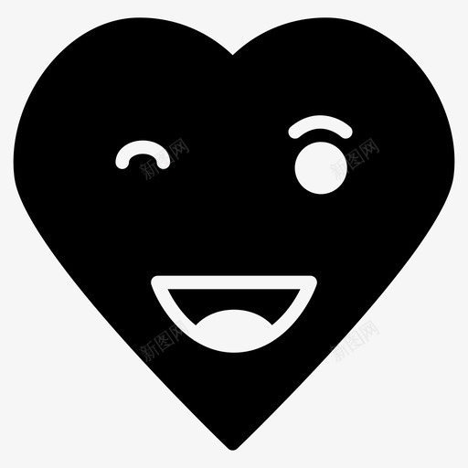 脸表情心图标svg_新图网 https://ixintu.com 心 眨眼 笑脸 笑脸和表情符号第一卷 脸 表情 逗趣