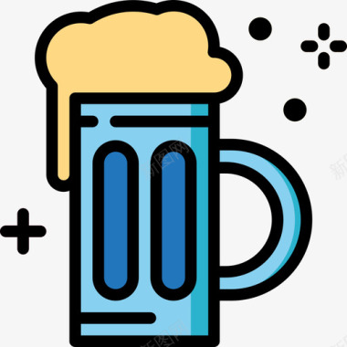 啤酒娱乐23线性颜色图标图标