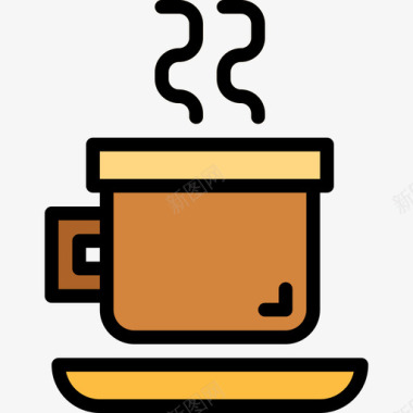 咖啡咖啡店52线性颜色图标图标